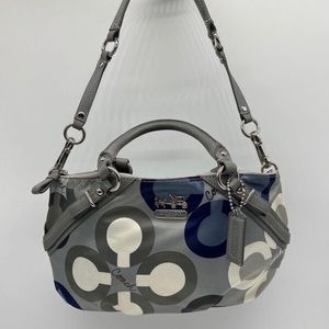Coach Madison Sophia clover pattern bag Grey/Silver design long strap,crossbody